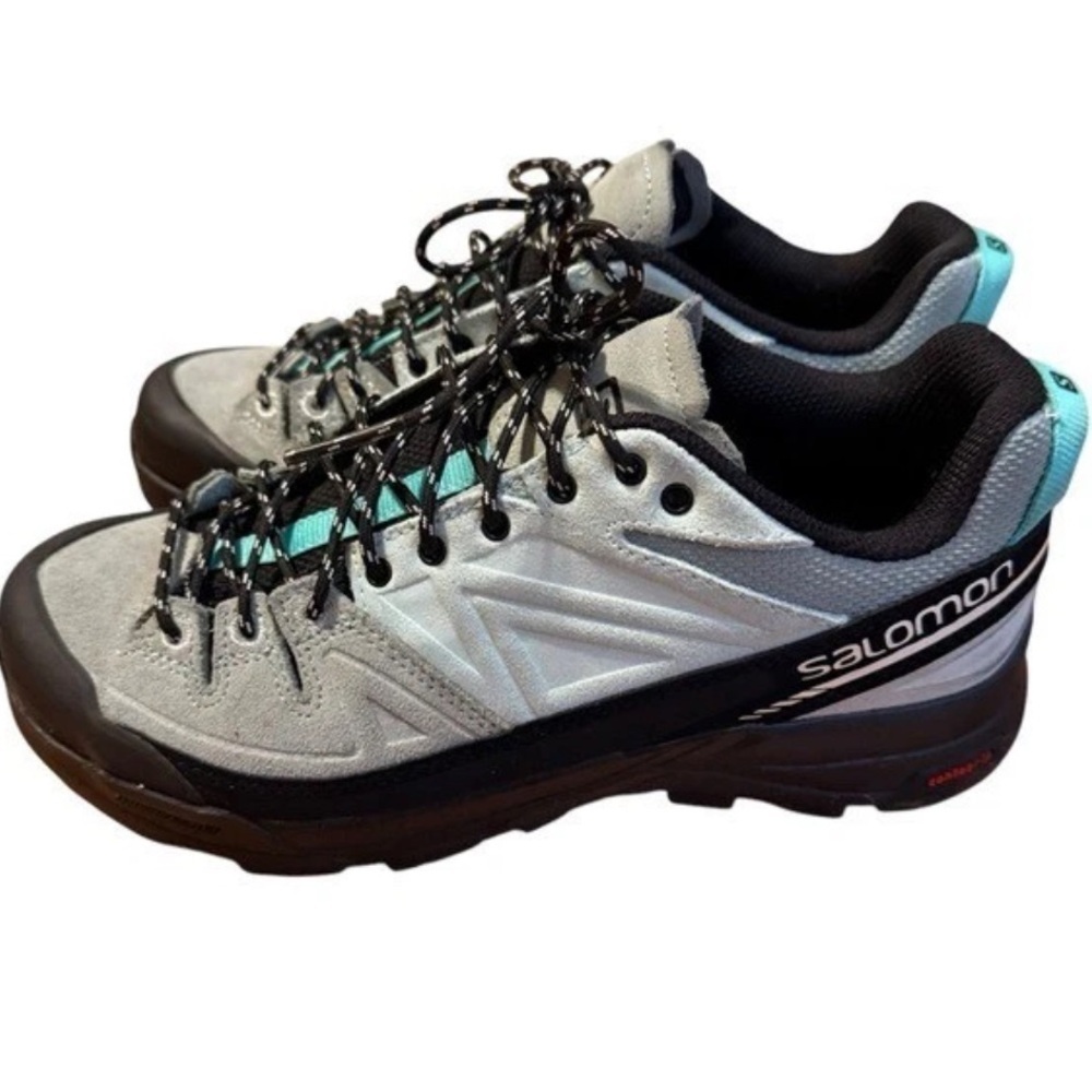 SALOMON Mint Green & Black X-Alp Leather Sneakers Size 6/7